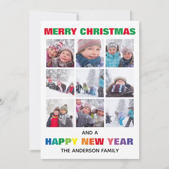 Rainbow Merry Christmas Collage - Christmas Card (Front)