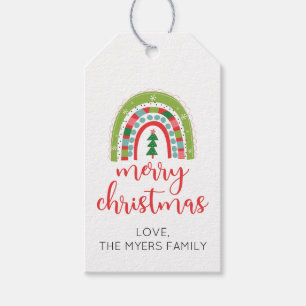 Rainbow Merry Christmas gift tag