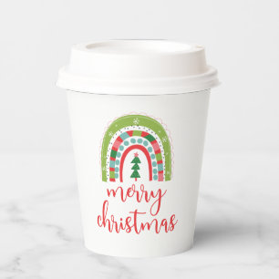 Rainbow Merry Christmas Paper Cups