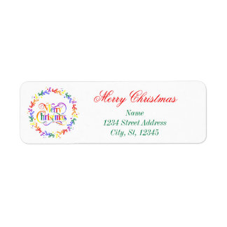 Rainbow Merry Christmas Return Address Labels