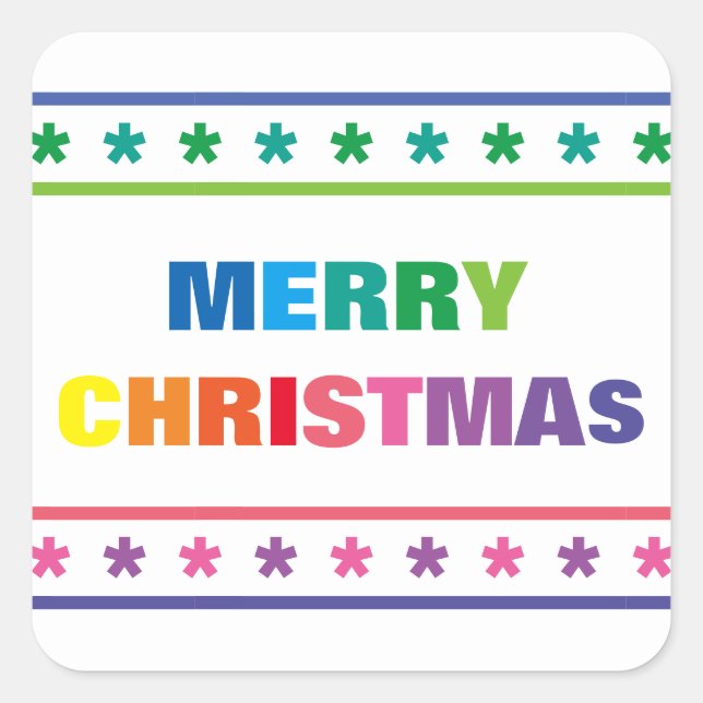 Rainbow Merry Christmas - Square Sticker (Front)