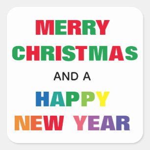 Rainbow Merry Christmas - Square Sticker