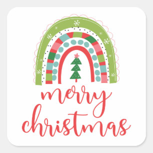 Rainbow Merry Christmas Sticker