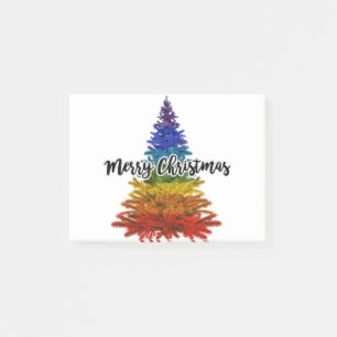 rainbow merry christmas tree post-it notes