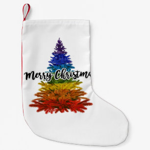 rainbow merry christmas tree small christmas stocking