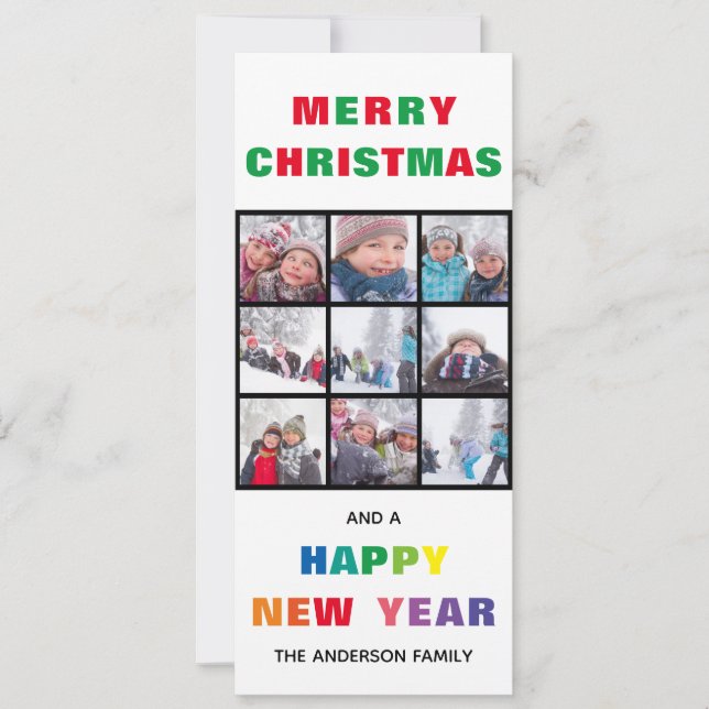 Rainbow Merry Christmas - Vertical Christmas Card (Front)