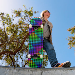 Rainbow Meshed Chequered by Kenneth Yoncich Skateboard