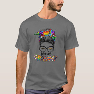 Rainbow Messy Bun Proud Grammy Gay Lesbian LGBT Pr T-Shirt