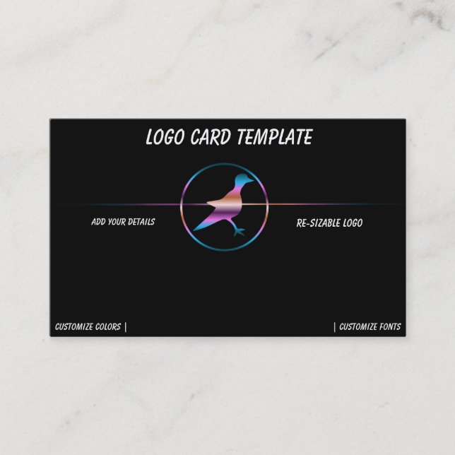 Rainbow Metallic Bird Logo Business Card (Front)