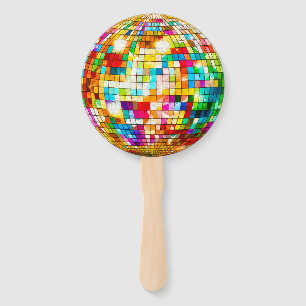 Rainbow Metallic Disco Ball Hand Fan