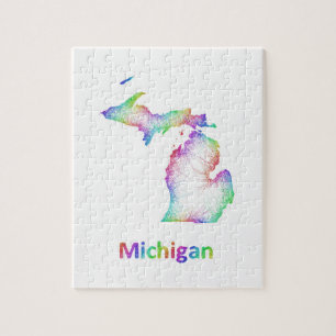 Rainbow Michigan map Jigsaw Puzzle