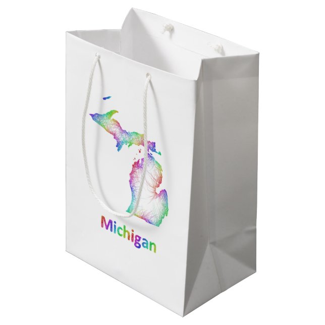 Rainbow Michigan map Medium Gift Bag (Front Angled)