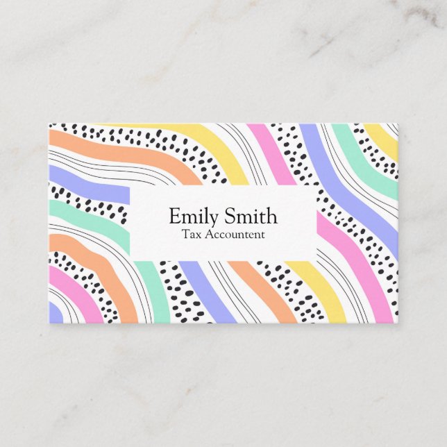 Rainbow Minimalist Stripes Handmade  Business Card (Front)