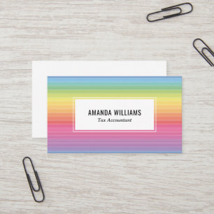 Rainbow Minimalist Stripes Handmade Business Card