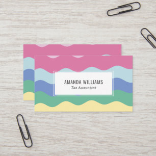 Rainbow Minimalist Stripes Handmade Business Card