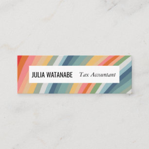 Rainbow Minimalist Stripes Handmade Mini Business Card