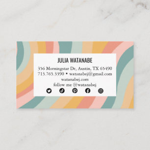 Rainbow Minimalist Stripes Handmade Social Media Business Card