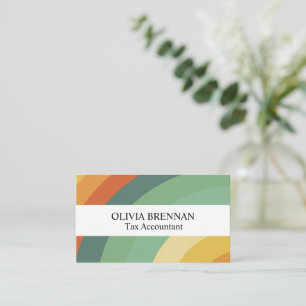 Rainbow Minimalist Stripes Handmade Square Business Card