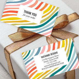 Rainbow Minimalist Stripes ORDER THANK YOU Package Business Card