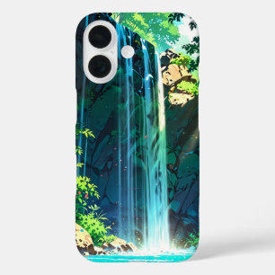 Rainbow Mist Anime Waterfall iPhone 16 Case