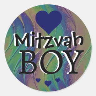 Rainbow Mitzvah Boy Classic Round Sticker