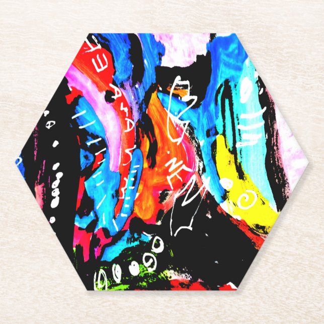 Rainbow mixed paper coaster (Front)