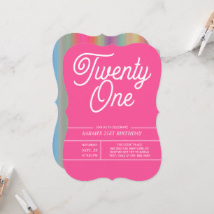 Rainbow Modern 21st Birthday Party Invitation