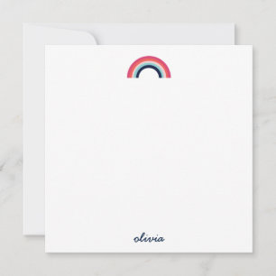 Rainbow  Modern Personalised Script Name Blue Card