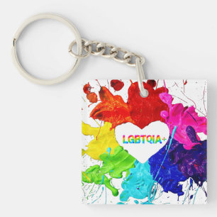 Rainbow Modern Stripe LGBT Key Ring