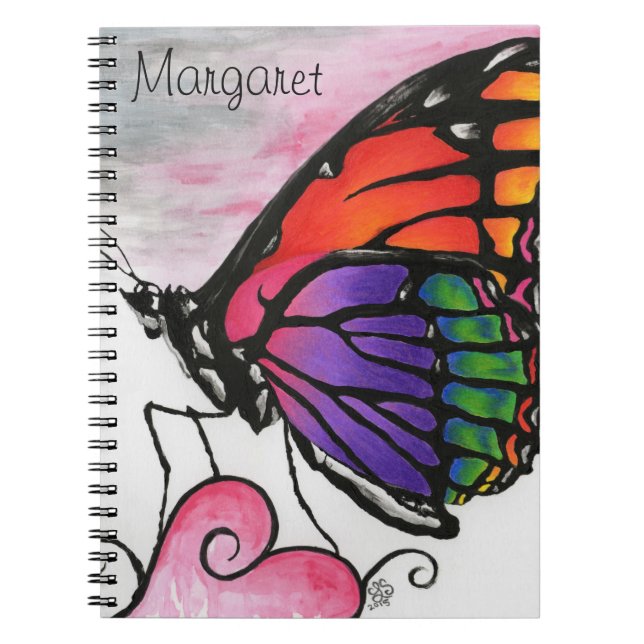 Rainbow Monarch Butterfly Original Fantasy Art Notebook (Front)