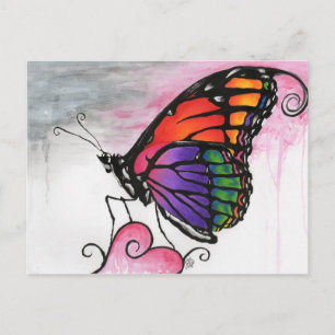 Rainbow Monarch Butterfly Original Fantasy Art Postcard