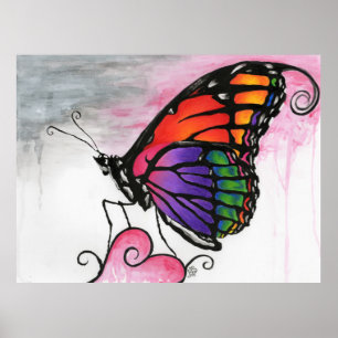 Rainbow Monarch Butterfly Original Fantasy Art Poster