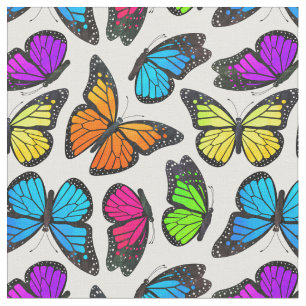 Rainbow Monarch Butterfly Pattern Fabric