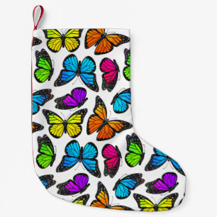 Rainbow Monarch Butterfly Pattern Small Christmas Stocking