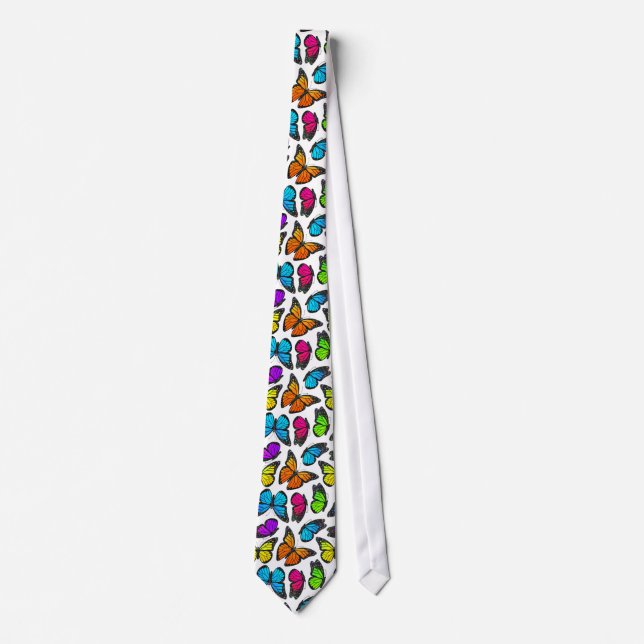 Rainbow Monarch Butterfly Pattern Tie (Front)