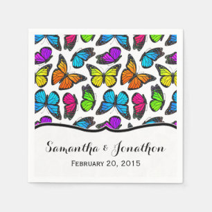 Rainbow Monarch Butterfly Wedding Napkin