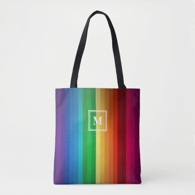 Rainbow Monogram Tote Bag (Front)