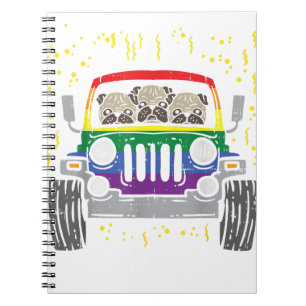 Rainbow Monster Truck Pug Dog Gay Pride LGBT Anima Notebook