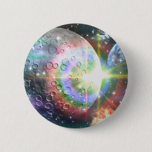 rainbow moon 6 cm round badge