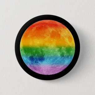 Rainbow Moon 6 Cm Round Badge