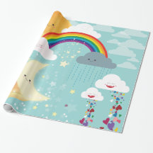 Rainbow, Moon and Stars Gift Wrap