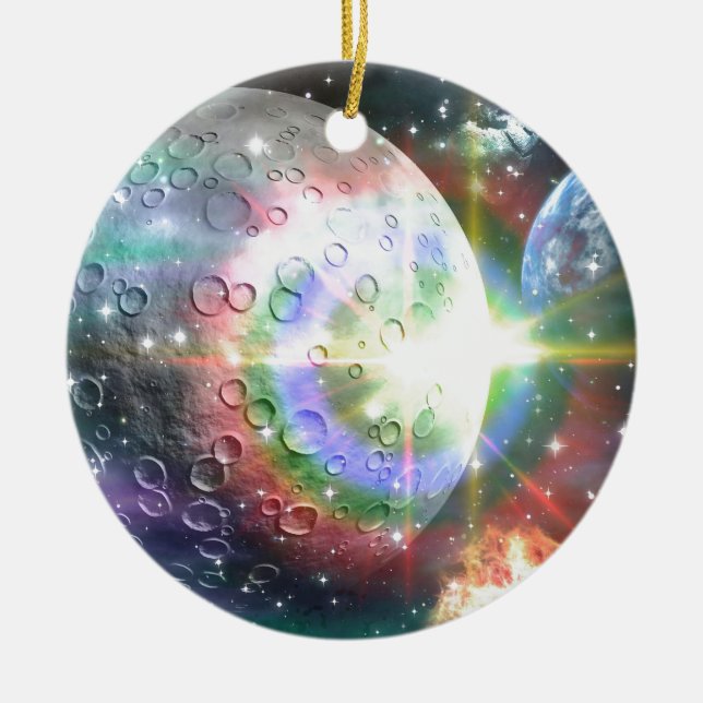 rainbow moon ceramic tree decoration (Front)
