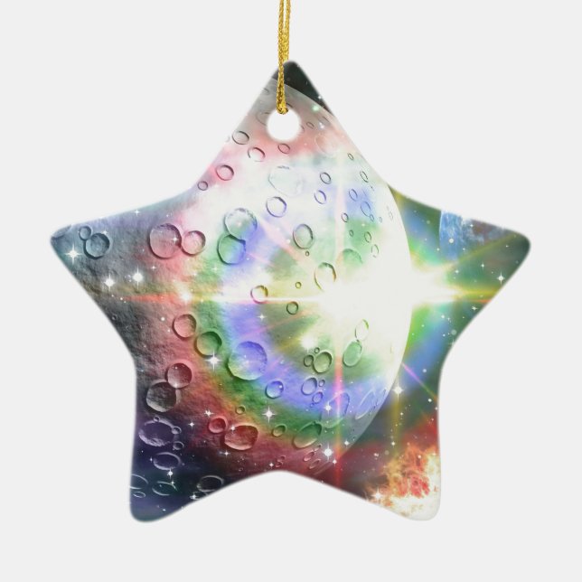 rainbow moon ceramic tree decoration (Front)