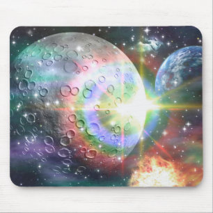 rainbow moon mouse mat