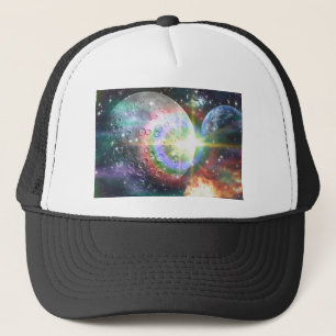 rainbow moon trucker hat