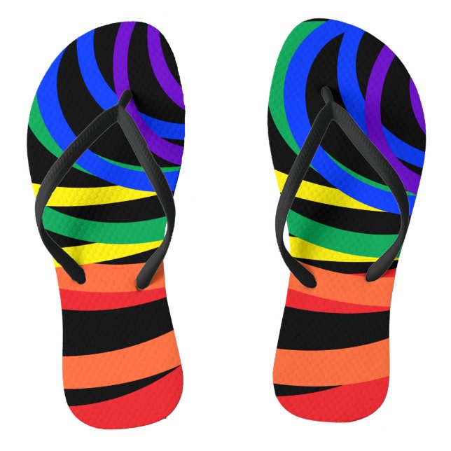 Rainbow Moons Abstract Colour Pattern Flip Flops (Footbed)