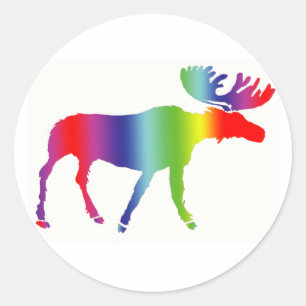 Rainbow Moose Classic Round Sticker