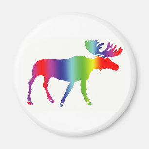 Rainbow Moose Magnet