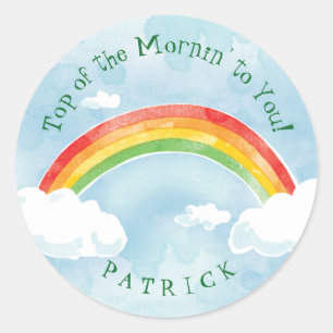 Rainbow Mornin' Add Name Classic Round Sticker