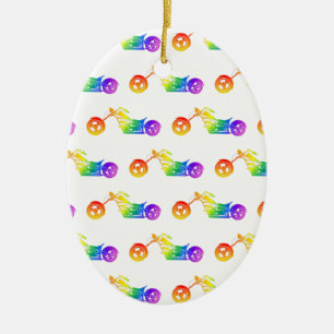 Rainbow Mortocycle Ceramic Tree Decoration